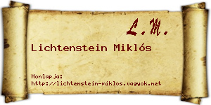 Lichtenstein Miklós névjegykártya